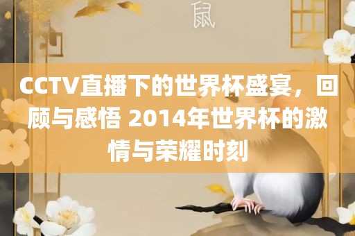 CCTV直播下的世界杯盛宴，回顾与感悟 2014年世界杯的激情与荣耀时刻