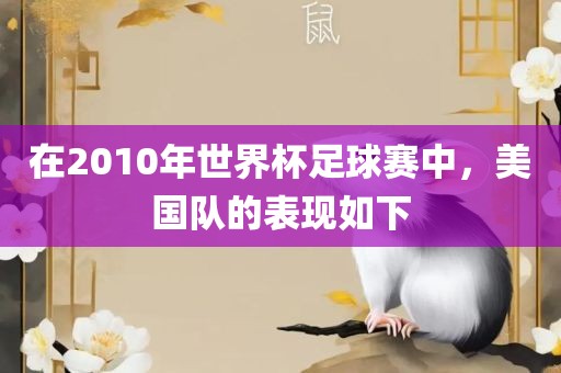 在2010年世界杯足球赛中，美国队的表现如下