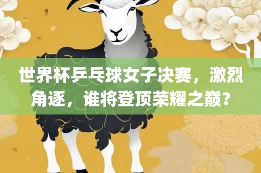 世界杯乒乓球女子决赛，激烈角逐，谁将登顶荣耀之巅？