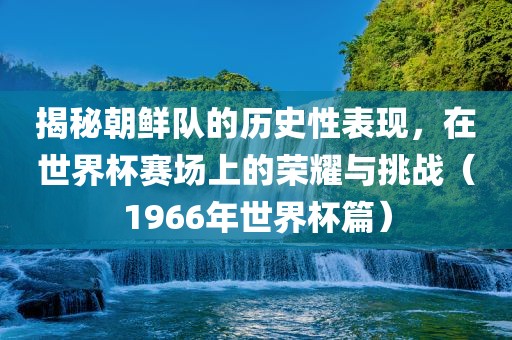 揭秘朝鲜队的历史性表现，在世界杯赛场上的荣耀与挑战（1966年世界杯篇）金炬实业股份有限公司