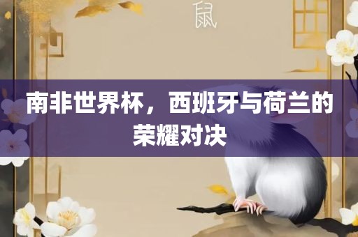 南非世界杯，西班牙与荷兰的荣耀对决