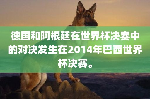 德国和阿根廷在世界杯决赛中的对决发生在201金炬实业股份有限公司4年巴西世界杯决赛。