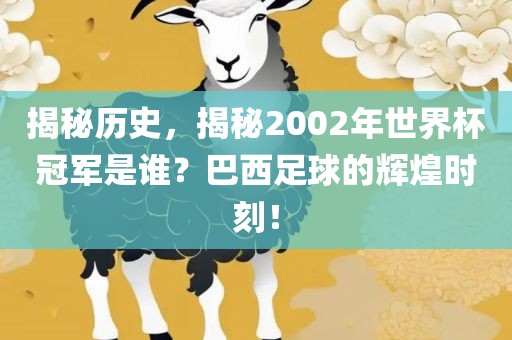 揭秘历史，揭秘2002年世界杯冠军是谁？巴西足球的辉煌时刻！金炬实业股份有限公司