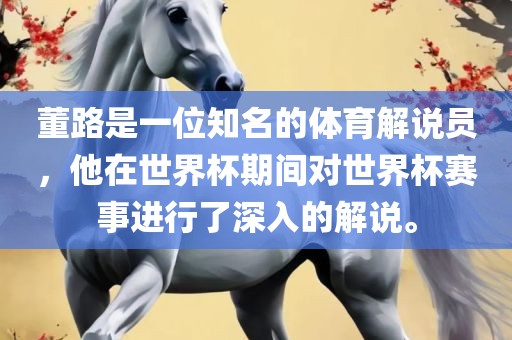 董路是一位知名的体育解说员，他在世界杯期间对世界杯赛事进行了深入的解说。金炬实业股份有限公司