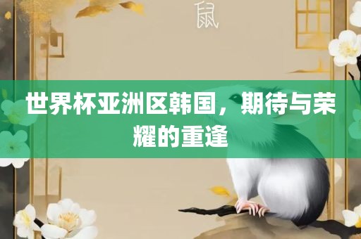 世界杯亚洲区韩国，期待与荣耀的重逢