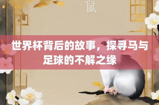 世界杯背后的故事，探寻马与足球的不解之缘金炬实业股份有限公司