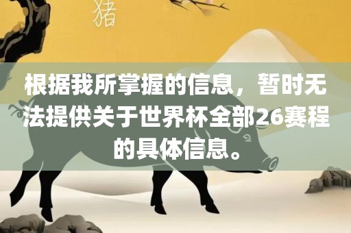 根据我所掌握的信息，暂时无法提供关于世界杯全部26赛程的具体信息。